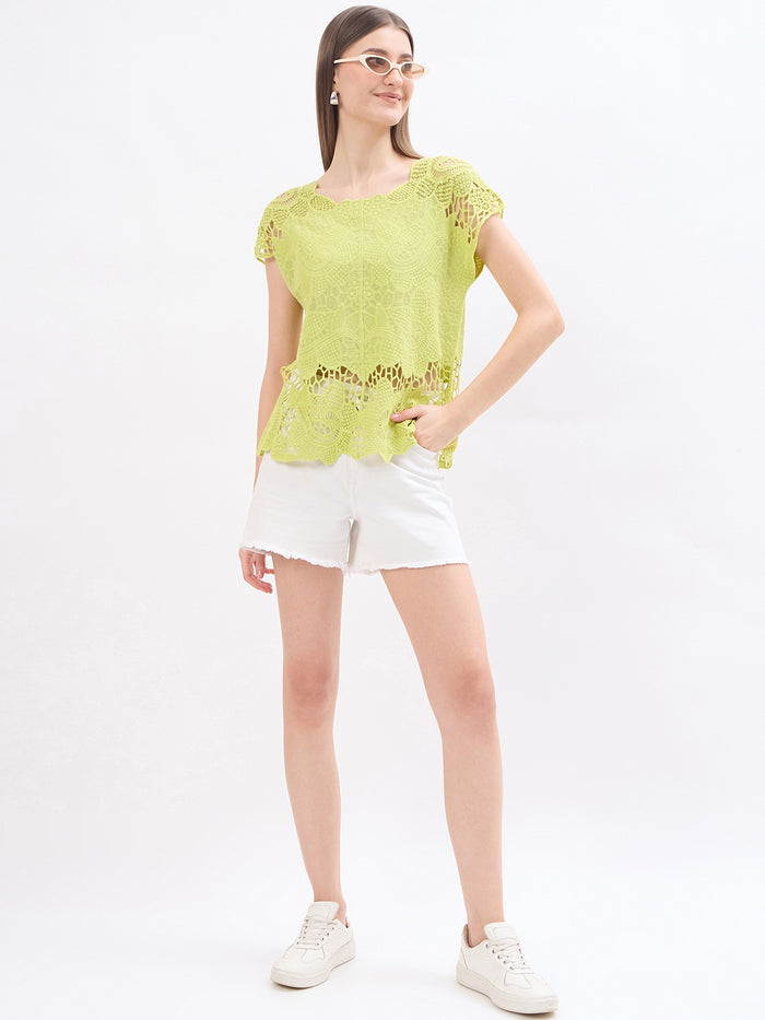 Madame Lace Fabric Lime Green Cotton Top