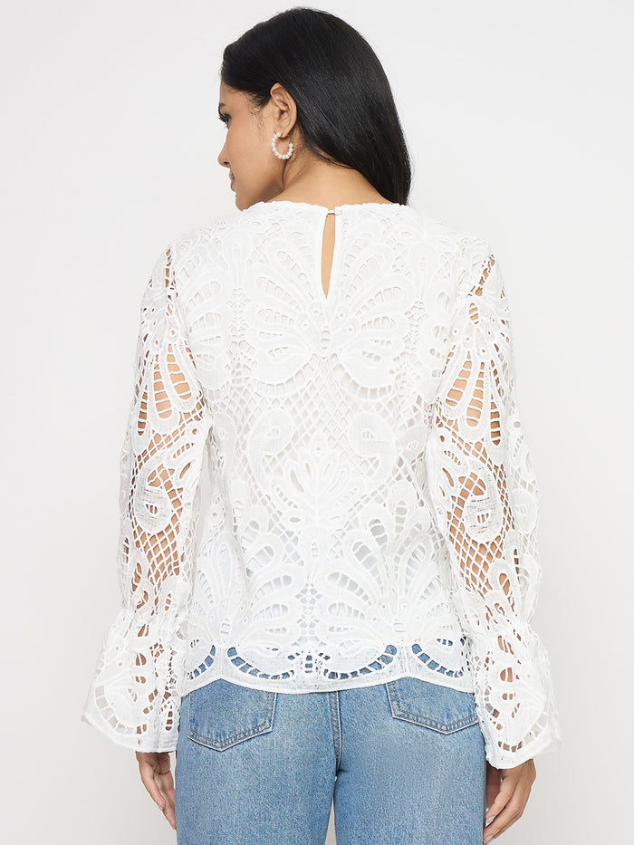 Madame Lace Fabric Off White Top
