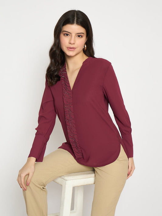 Madame Maroon Solid Shirt