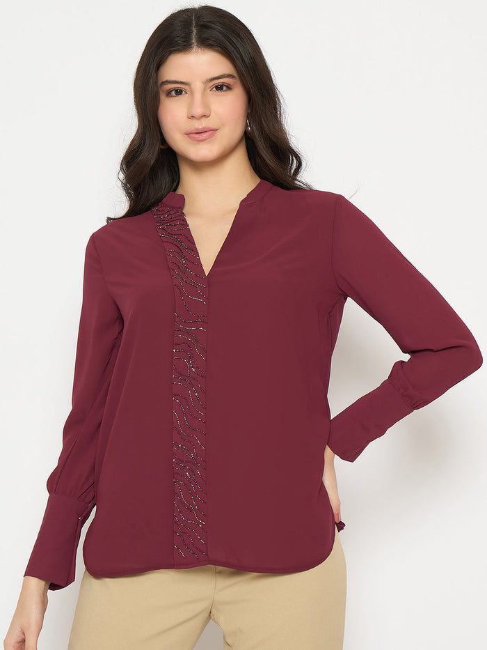 Madame Maroon Solid Shirt