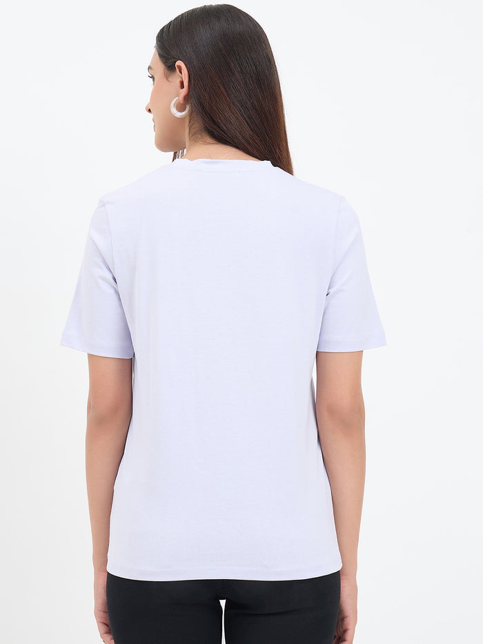 Madame Mauve Cotton Printed Half-Sleeve T-Shirt