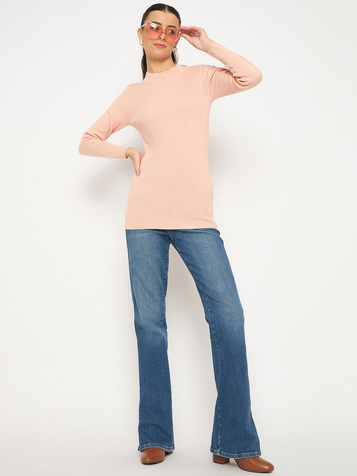 Madame Mock Neck Solid Peach Skeeve