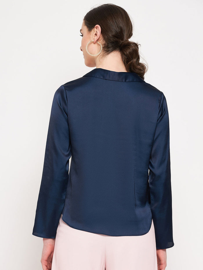 Madame Navy Satin Shirt