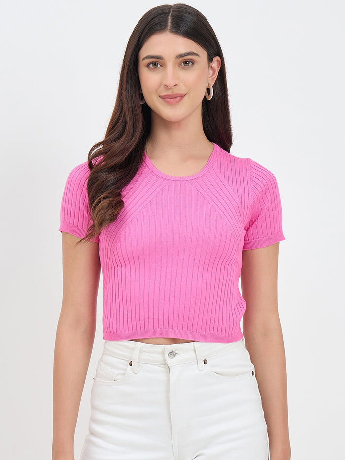 Madame Pink Knitted Crop Top