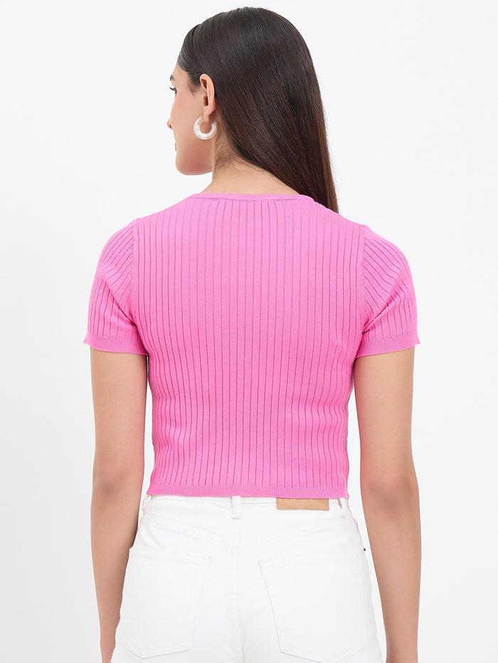 Madame Pink Knitted Crop Top
