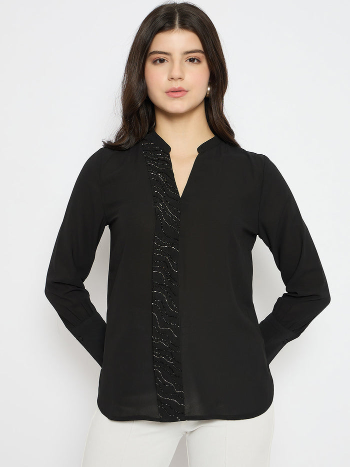 Madame Solid Black Shirt