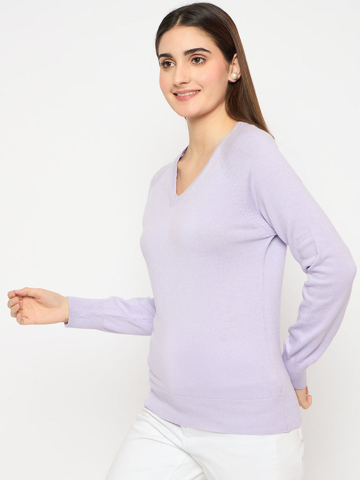 Madame V Neck Skinny Fit Mauve Sweater