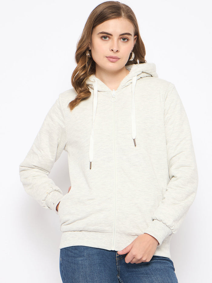 Madame White Fleece Hooded Sweatshirt