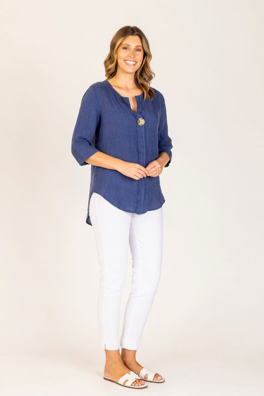 Maglia Linen Top (Fuchsia or Navy)