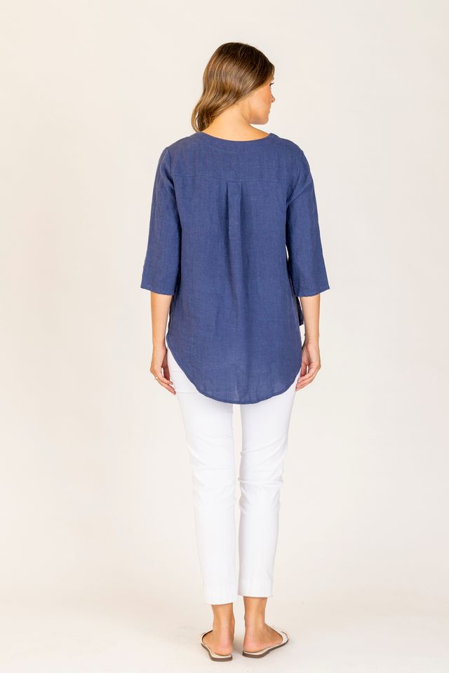 Maglia Linen Top (Fuchsia or Navy)