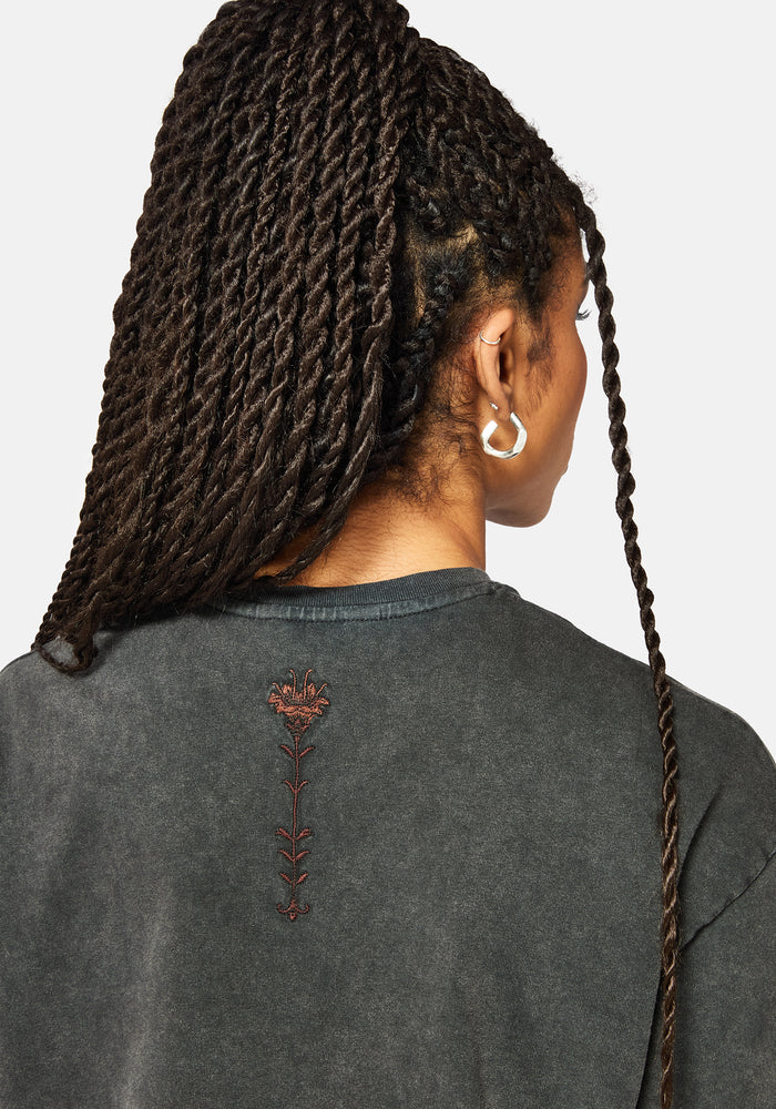 Mai Twin Flame Embroidered Dragon Print Boxy Tee