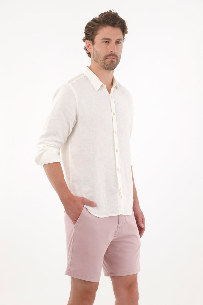 Men's Pink Chino Style Shorts with Button Adjustment