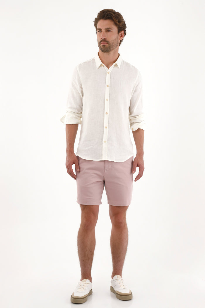 Men's Pink Chino Style Shorts with Button Adjustment