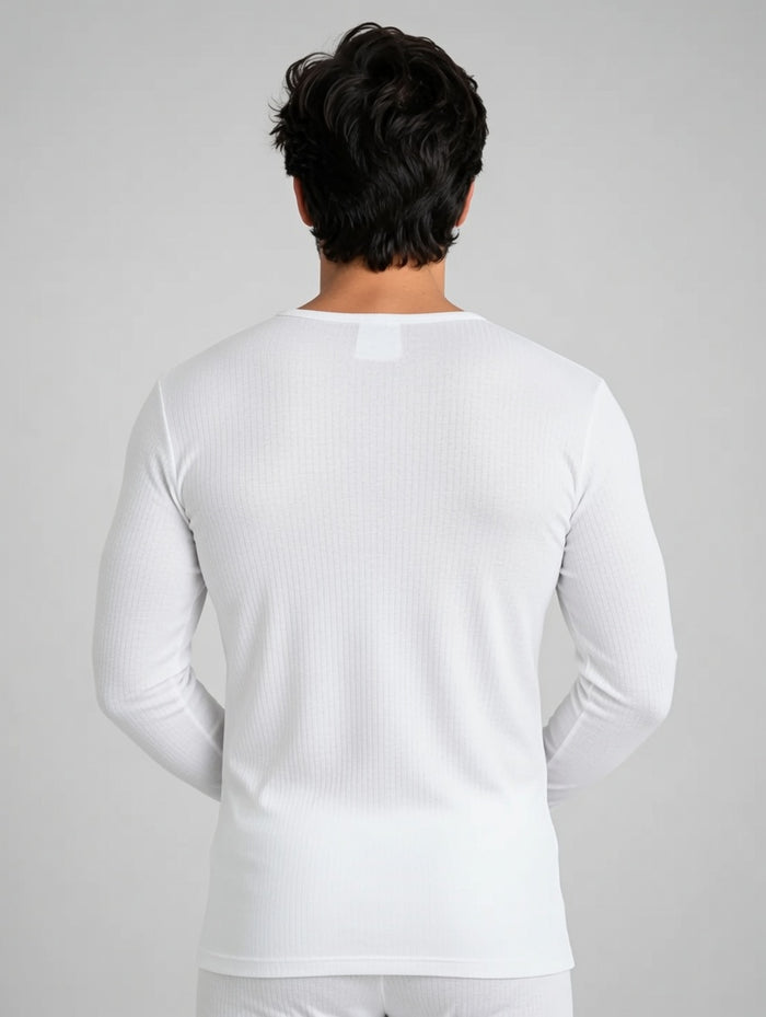 Men's White Premium Poly Wool Thermal Full Sleeve Shirt (8/1) - Hinz Clothing