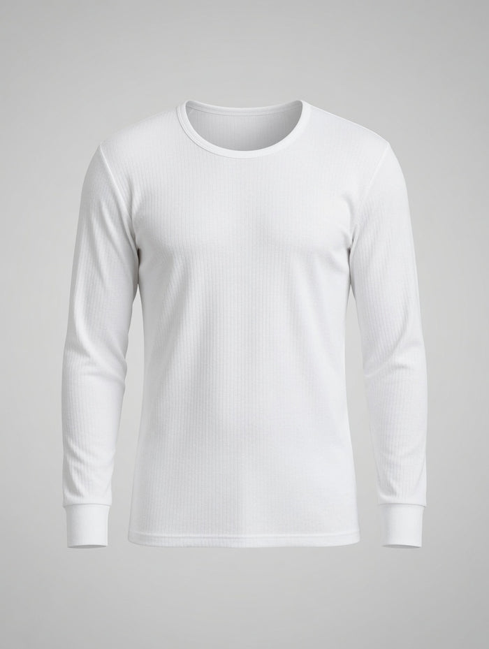 Men's White Premium Poly Wool Thermal Full Sleeve Shirt (8/1) - Hinz Clothing