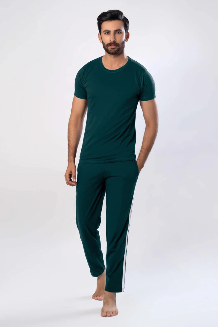 Men's Zinc Crew Neck T-Shirt with Stripe Track Trouser Set