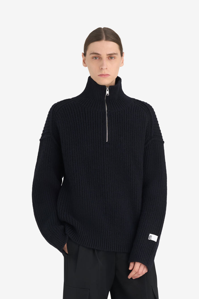 MILITARY RIB HALF ZIP T1 / BLACK