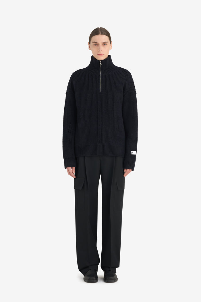 MILITARY RIB HALF ZIP T1 / BLACK