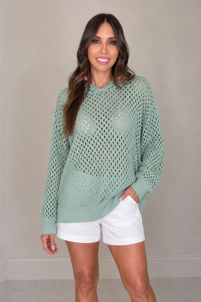 Mint Mesh Shimmer Hoodie - Born To Glam