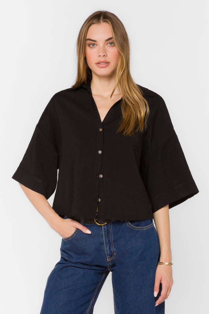 Minx Black Shirt - Tops - Velvet Heart Clothing
