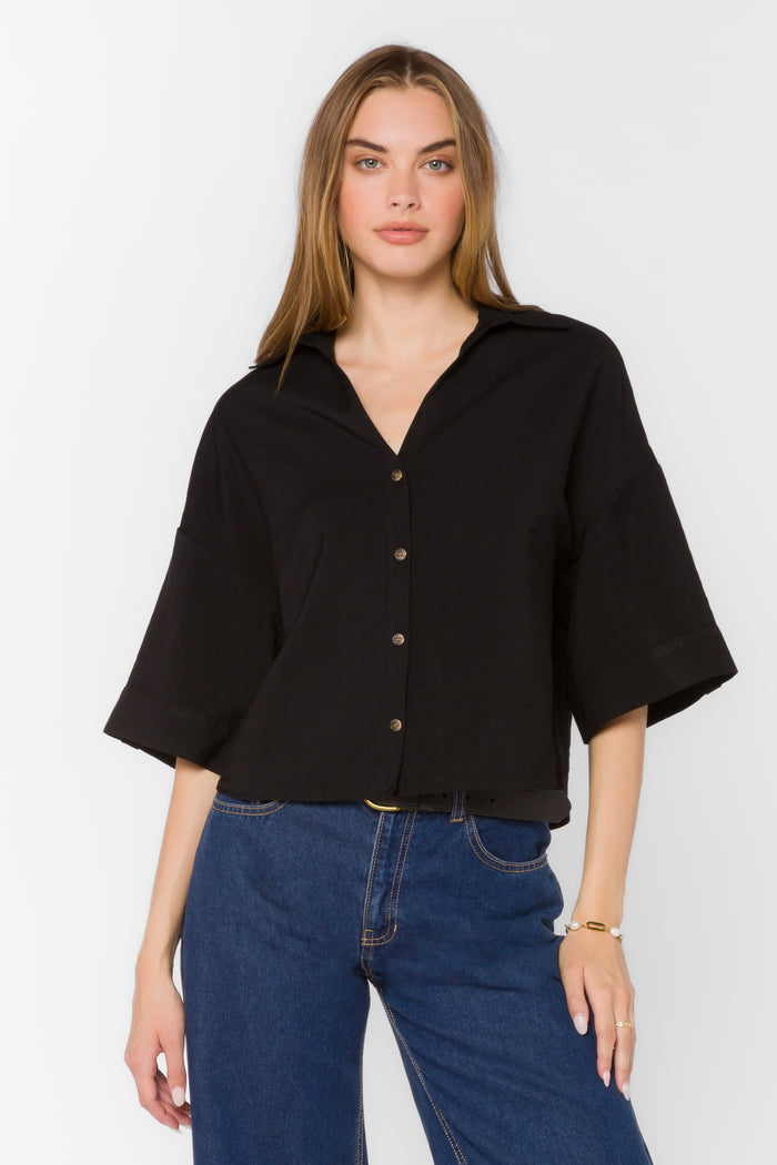 Minx Black Shirt - Tops - Velvet Heart Clothing