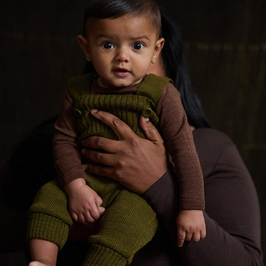 Mist Baby Dungarees - Merino Wool - Seaweed