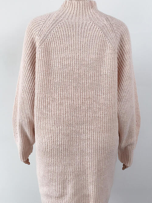 Mock Neck Dropped Shoulder Sweater Dress - Madikfashions.com