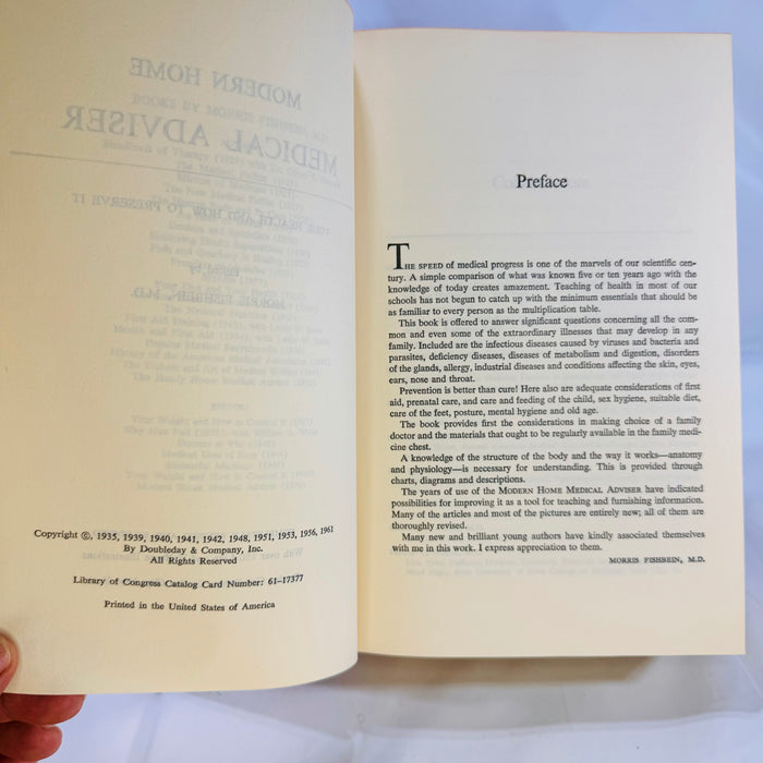Modern Medical Adviser edited by Morris Fishbein, MD 1961 Garden City Publishers