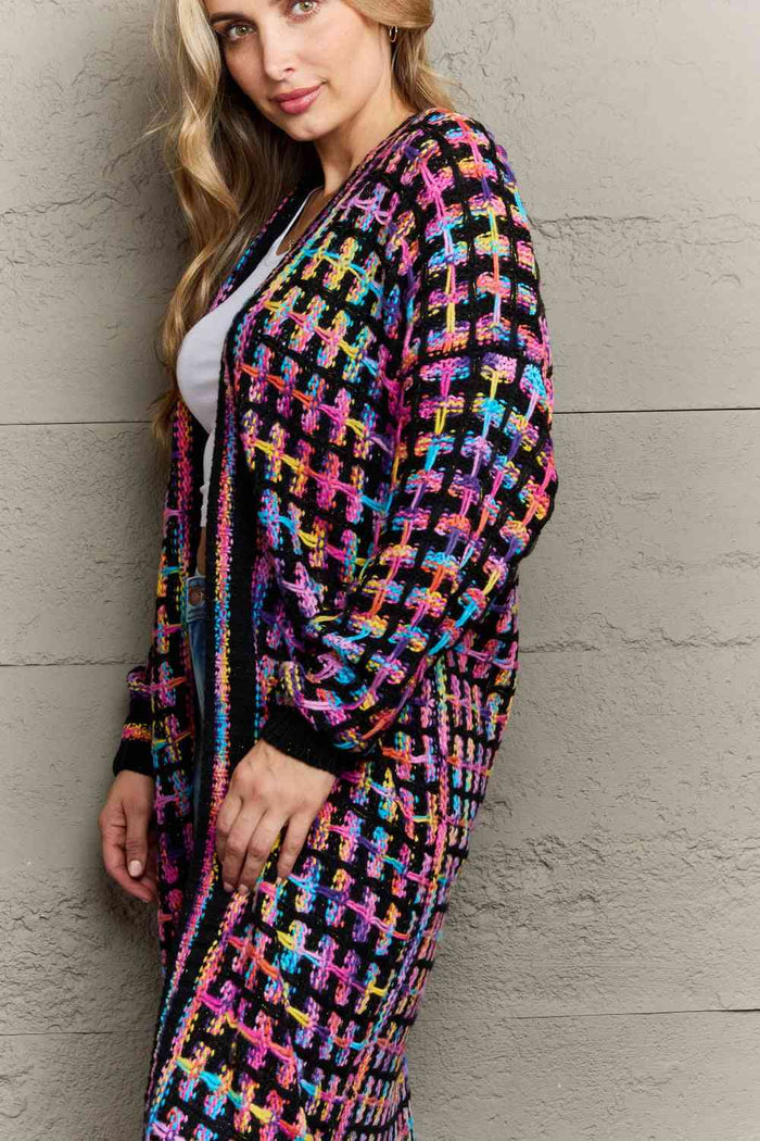 Multicolored Open Front Fringe Hem Cardigan - Madikfashions.com