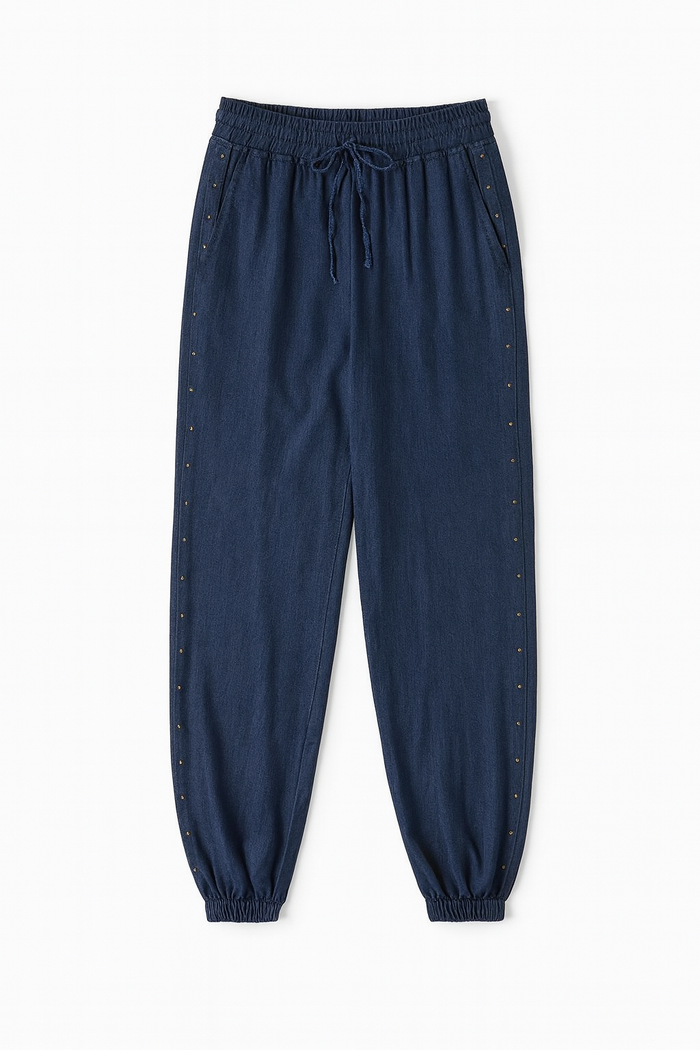 BTG_FLATLAY_CANDIDATE | navy-studded-jogger-pants