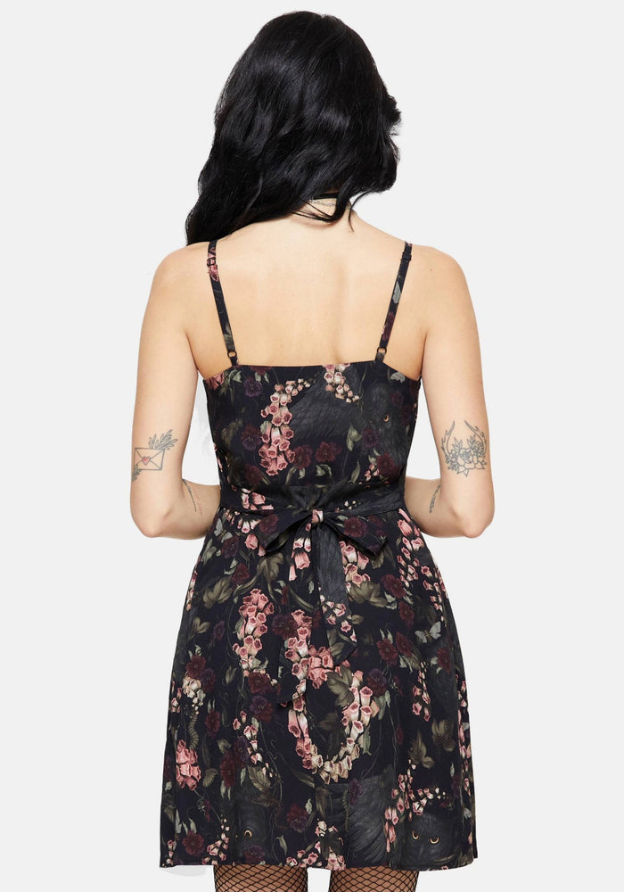 Noctua Owl Foxglove Printed Button Up Cami Mini Dress