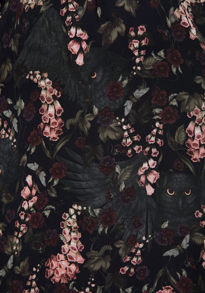 Noctua Owl Foxglove Printed Wrap Midaxi Shirt Dress