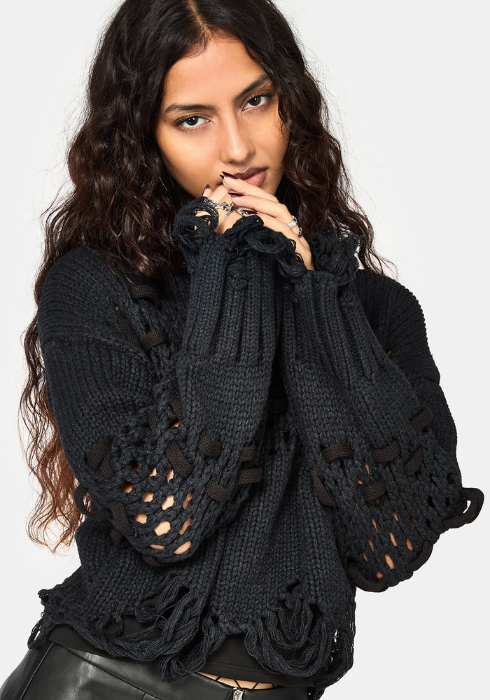 Noel Open Weave Cropped Knit Jumper