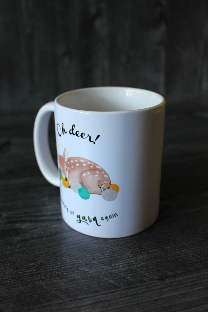 "Oh Deer, Dreaming of yarn again" Mug