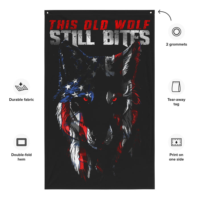 Old Wolf 2.0 Wall Flag