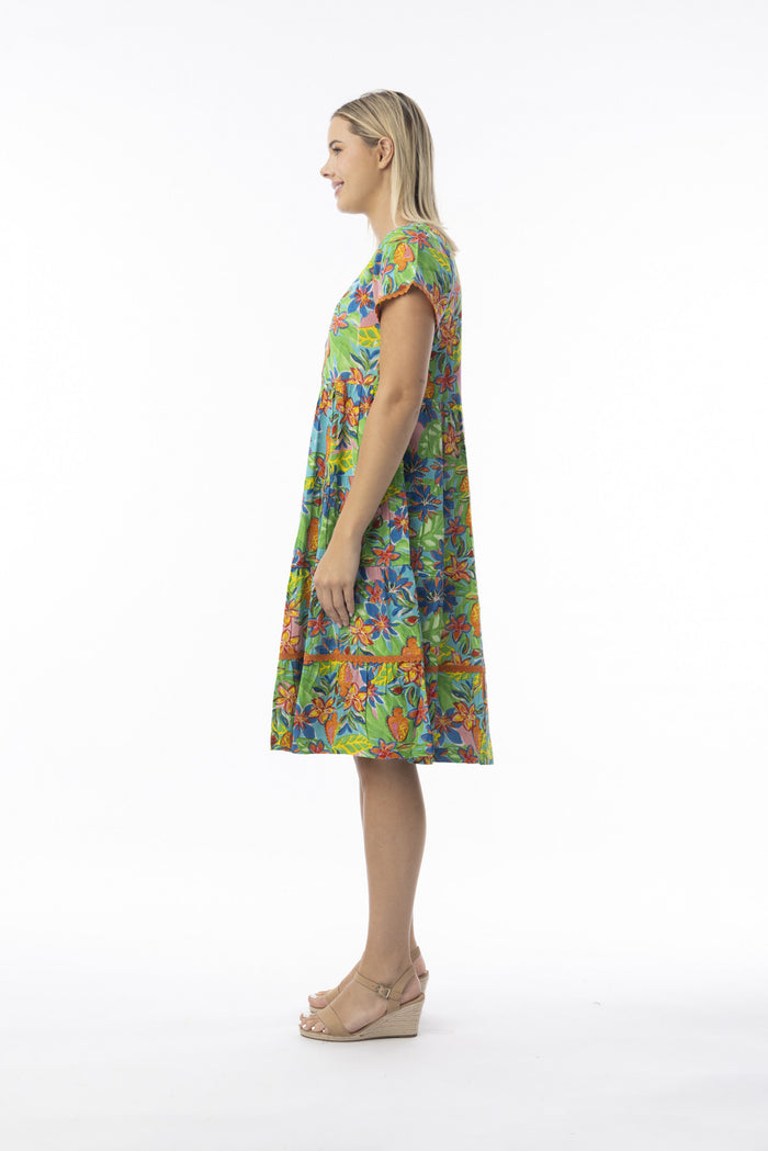 Orientique Button Through Rayon Dress