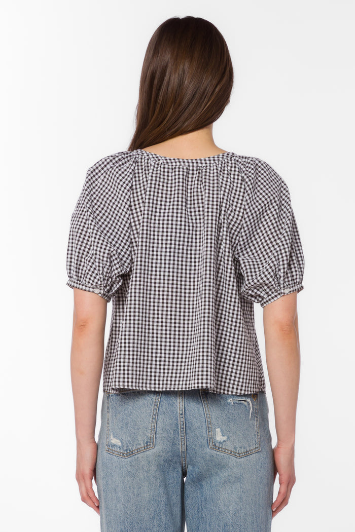 Ottilie Black Gingham Top - Tops - Velvet Heart Clothing