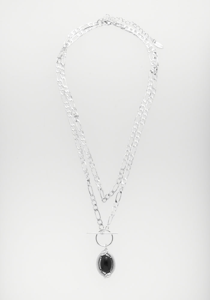 Ouroboros Black Onyx Multi Chain Necklace