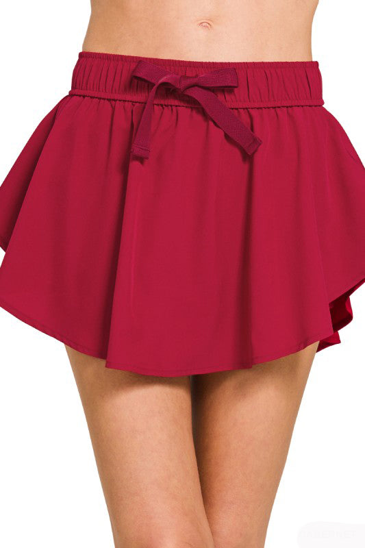 Partners or Singles? Activewear Skort-Burgundy-SMALL-Cute-Trendy-Shop-Womens-Boutique-Clothing-Store