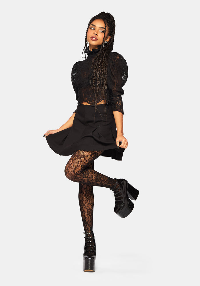 Phantasmic Sheer Lace Tights - Black
