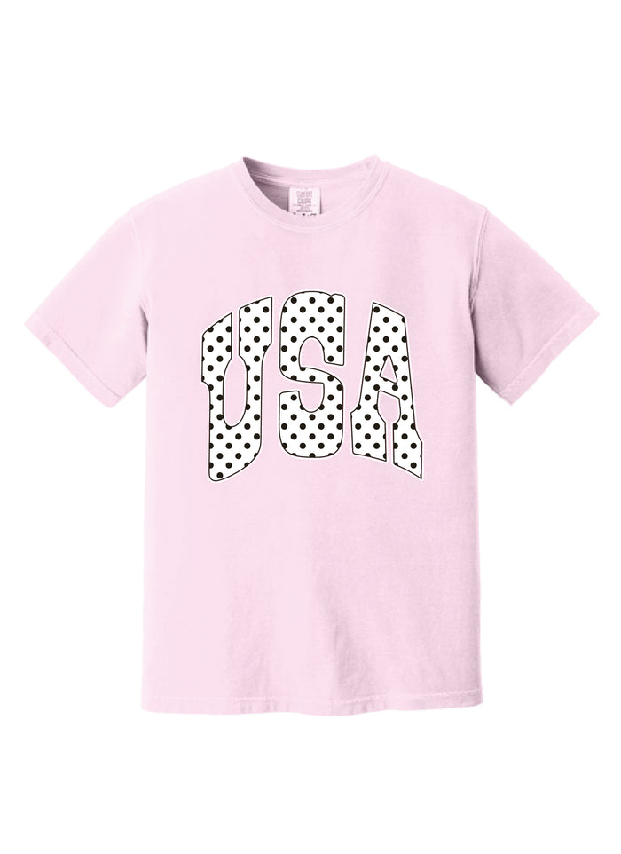 Pink Polka Dot USA Tee