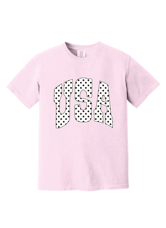 Pink Polka Dot USA Tee
