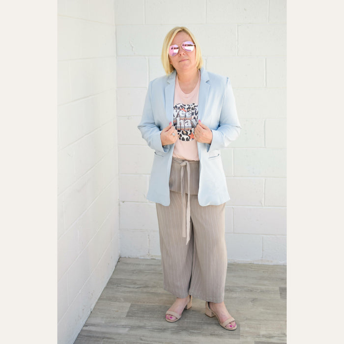 Pinstripe Belted Wide Leg Crop Pants Pants promesa usa