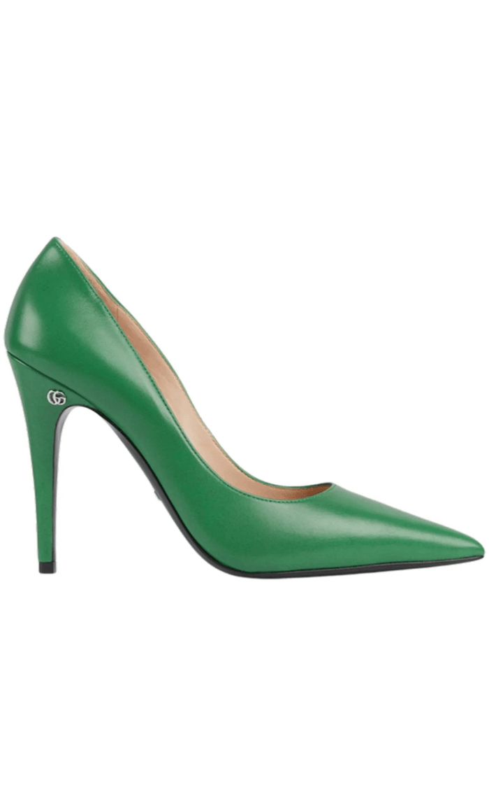 Gucci Pointed - toe 105mm Green Leather Pumps - Runway Catalog