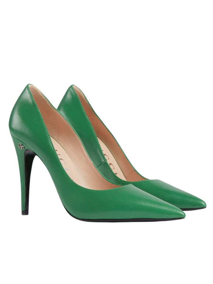 Gucci Pointed - toe 105mm Green Leather Pumps - Runway Catalog