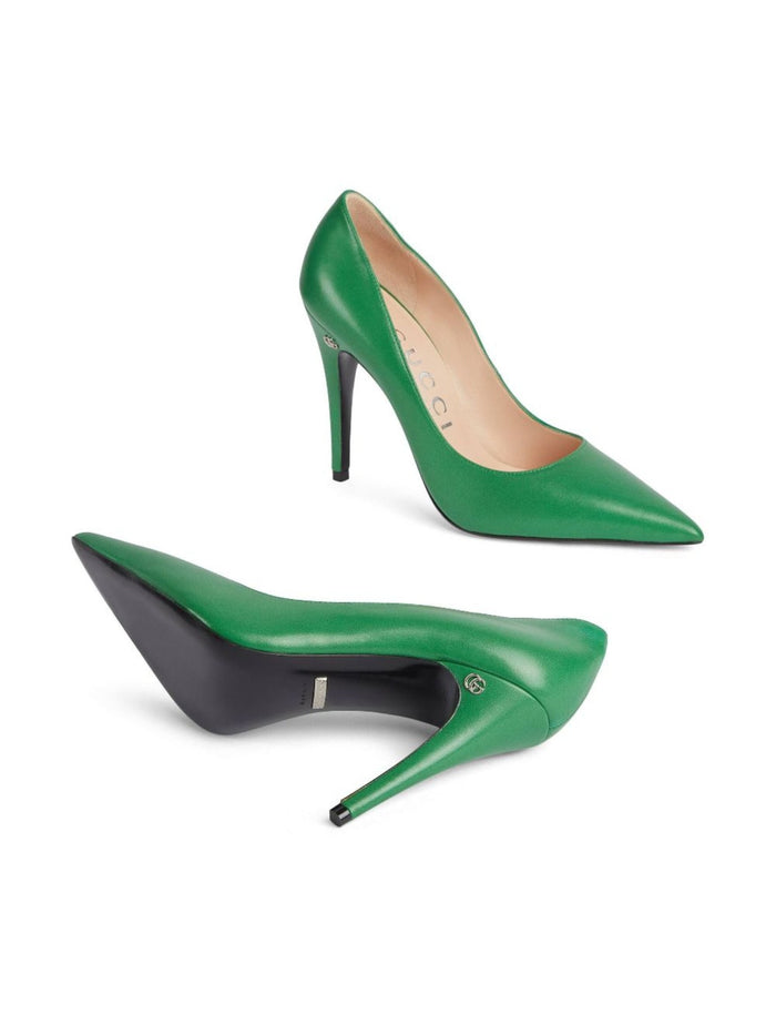 Gucci Pointed - toe 105mm Green Leather Pumps - Runway Catalog