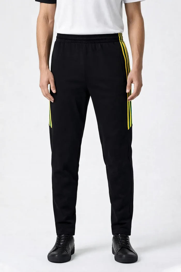 Buy Black Fitted Trouser Yellow Buy Black Fitted Trouser Yellow Stripe Gym Wear Pakistan - Hinz Clothing
