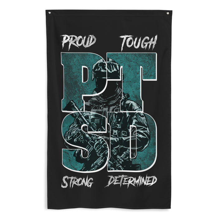 PTSD: Proud Tough Strong Determined Wall Flag