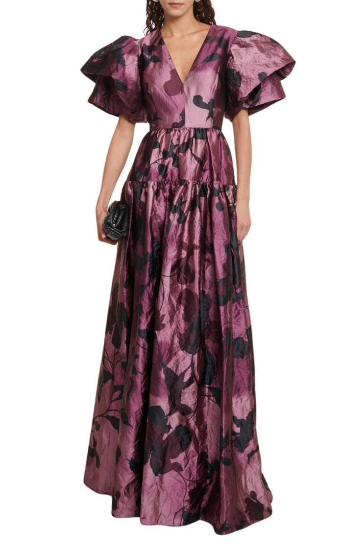 Erdem Purple Floral Satin Gown - Runway Catalog