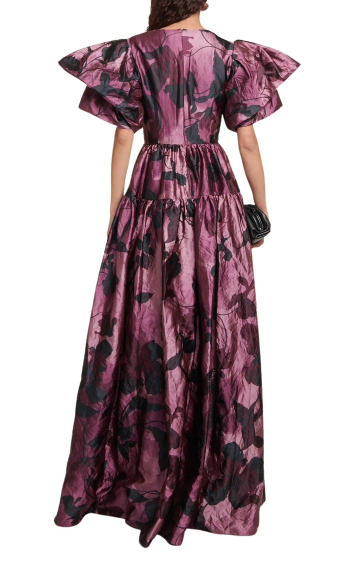 Erdem Purple Floral Satin Gown - Runway Catalog